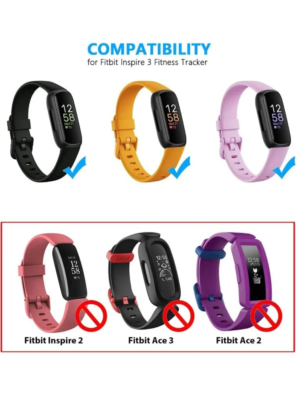 Fast Wall Charger & USB Charging Cable for Fitbit Inspire 3 Smartwatch Dock